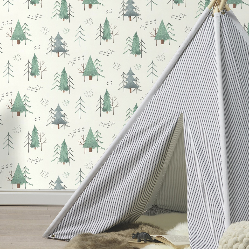 Barnerom grønn tapet