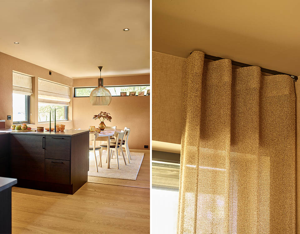 Bilde av kjøkkenøy og gardiner