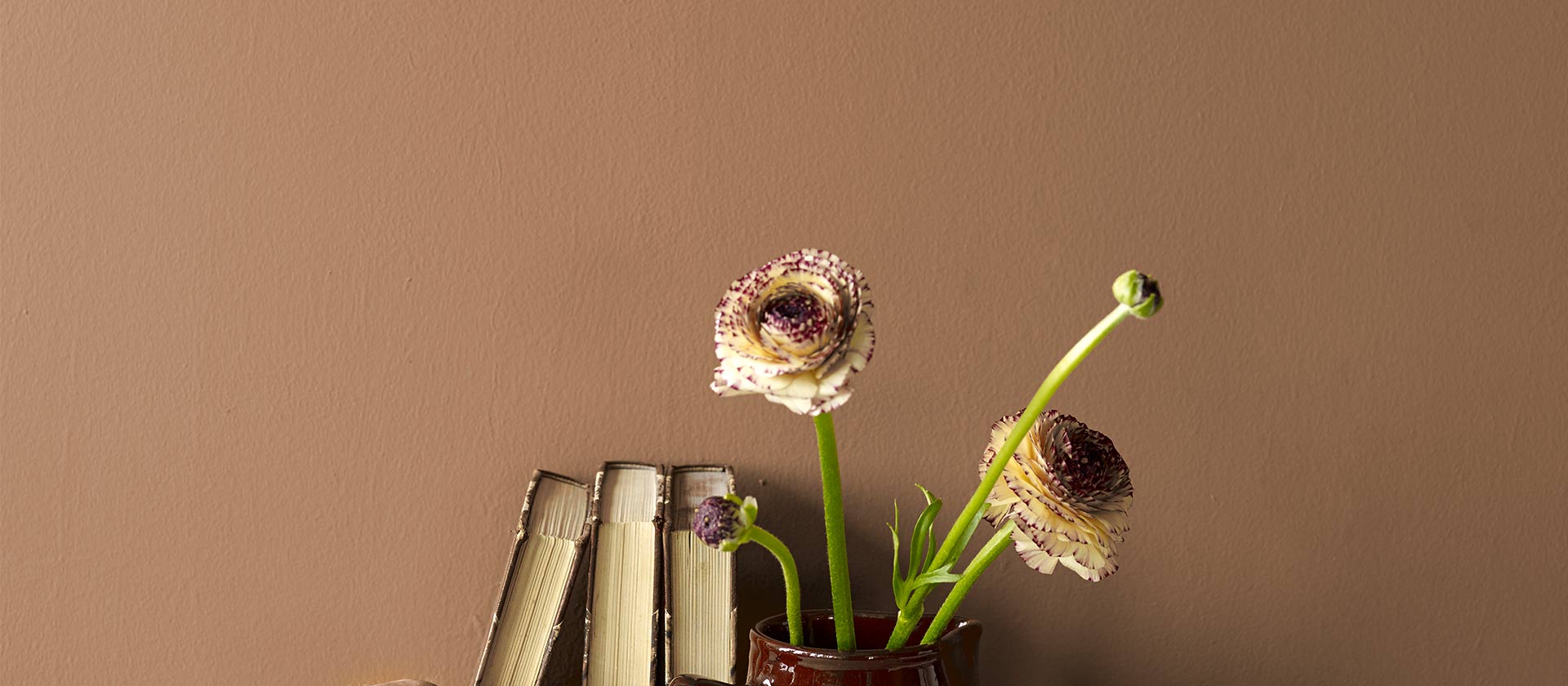 Stuevegg i den varme fargen Café.