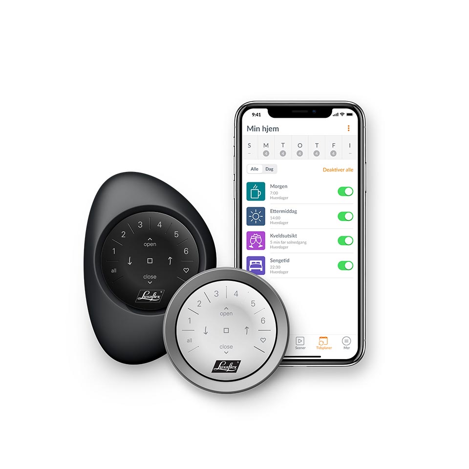 Skjermbilde av mobil-app for PowerView fra Luxaflex
