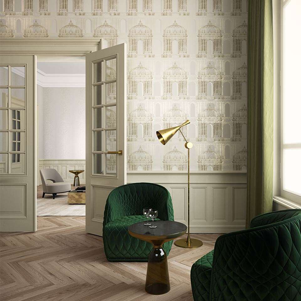 Beige tapet med mønster