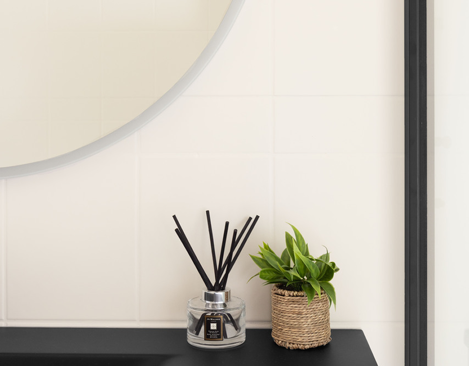 Duftpinner og plante i fokus