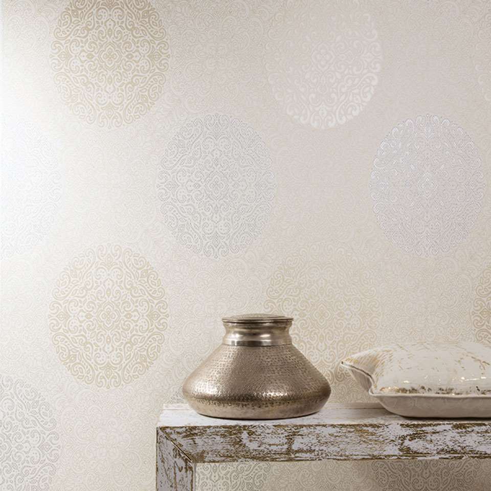 Beige tapet orientalsk mønster