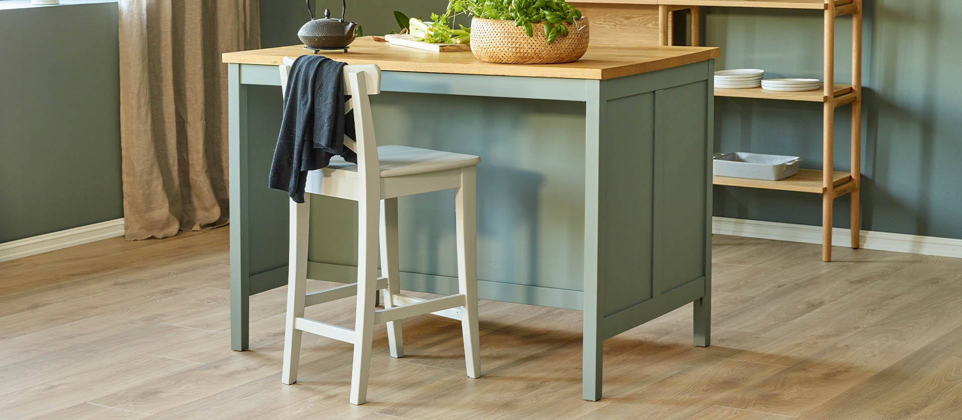 Kjøkkengulv med ruter i vinyl