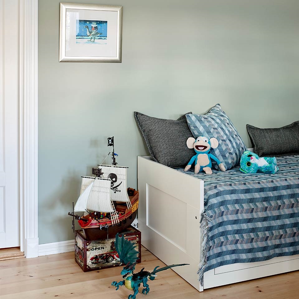 Barnerom i blå og grønne farger