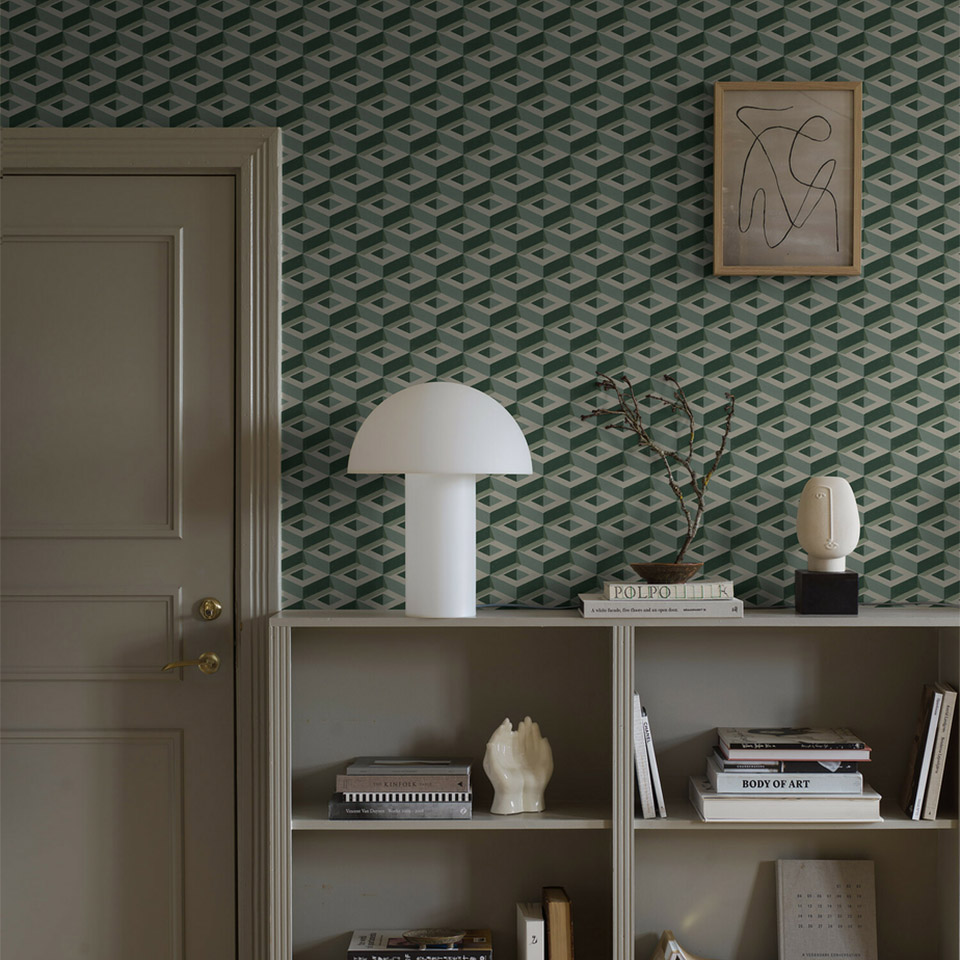 grønn geometrisk tapet