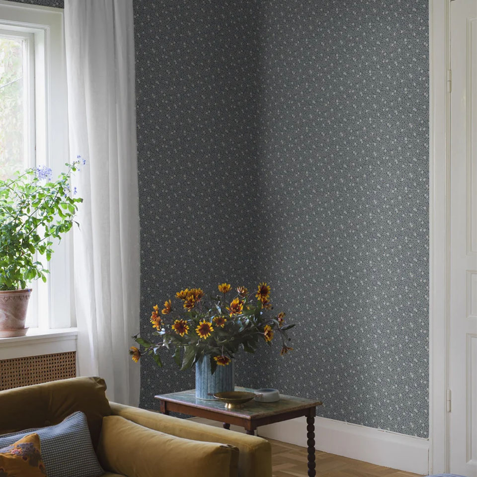 Blomstertapet blå stue