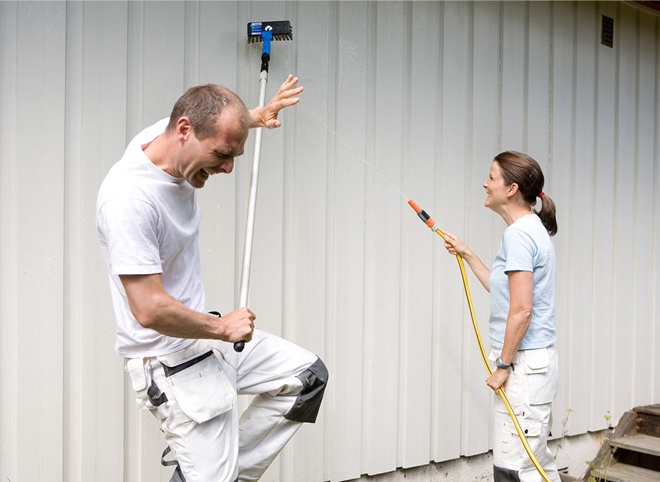 Vaske hus før maling