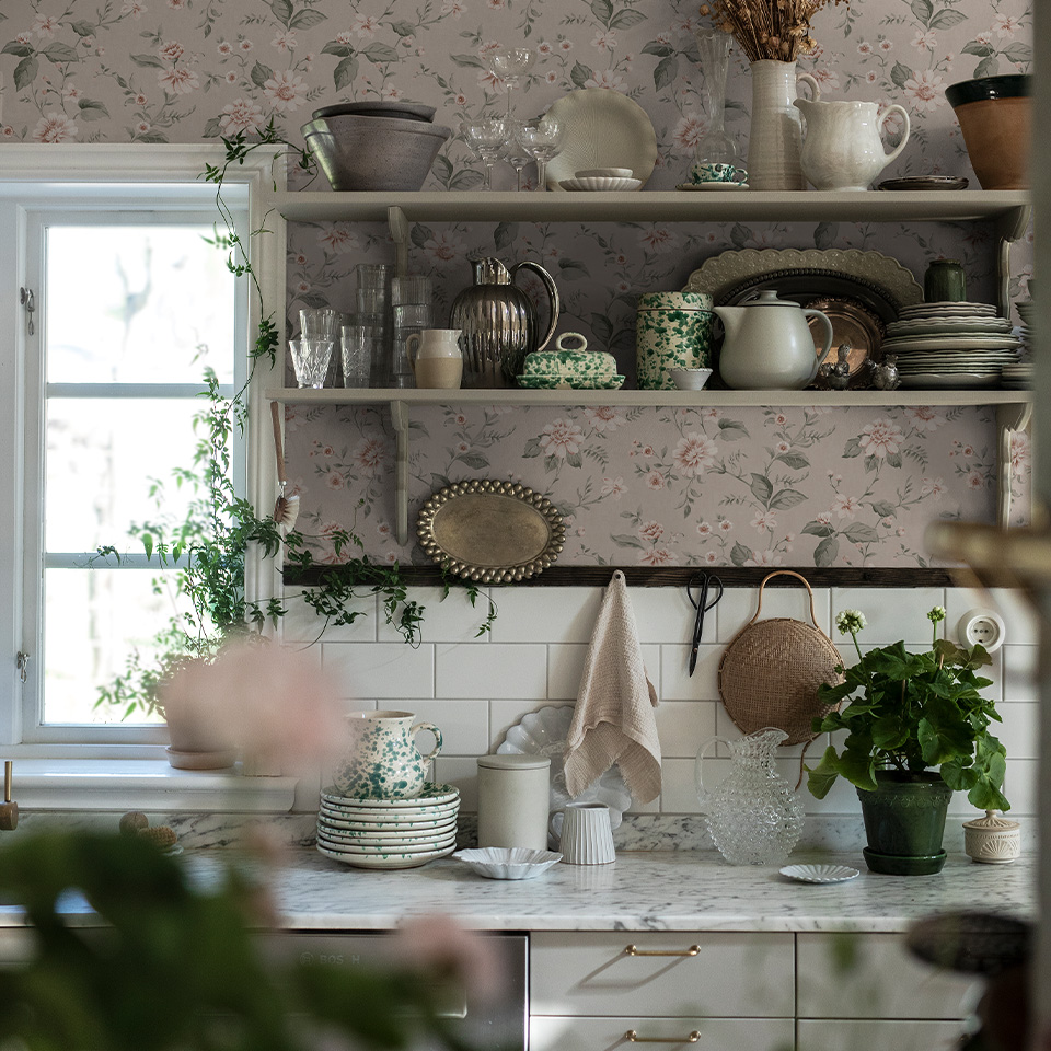 Blomstertapet kjøkken