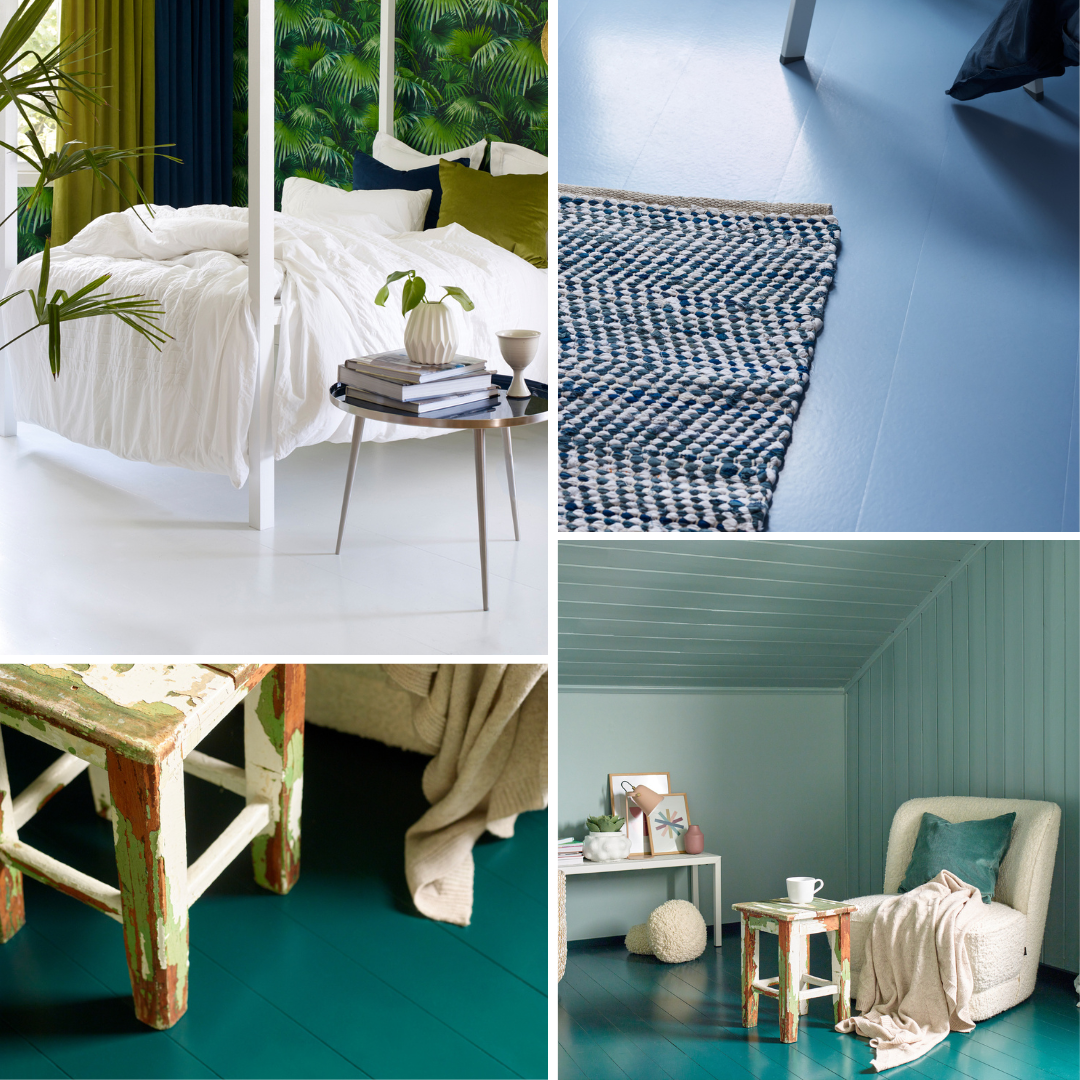 Soverom med malt gulv