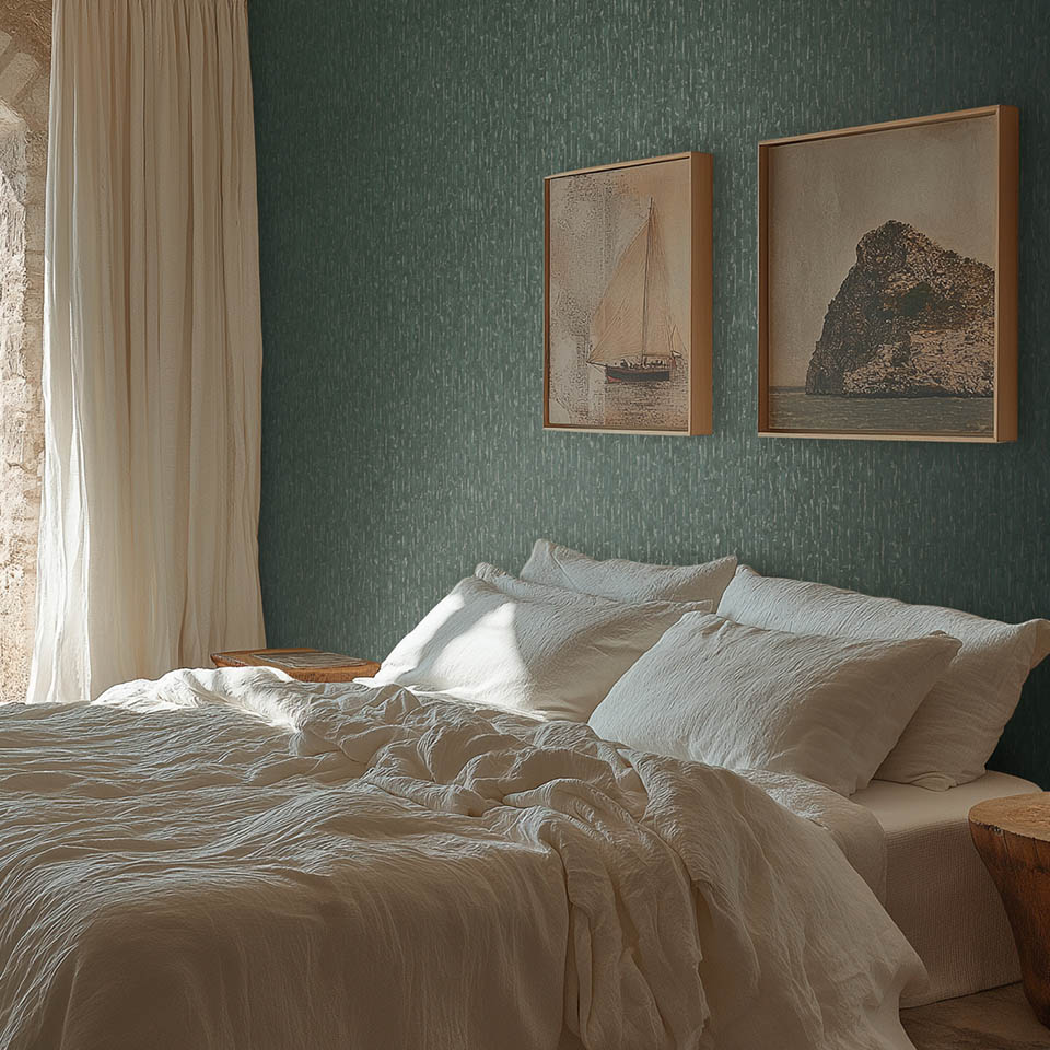 Grønn tapet soverom