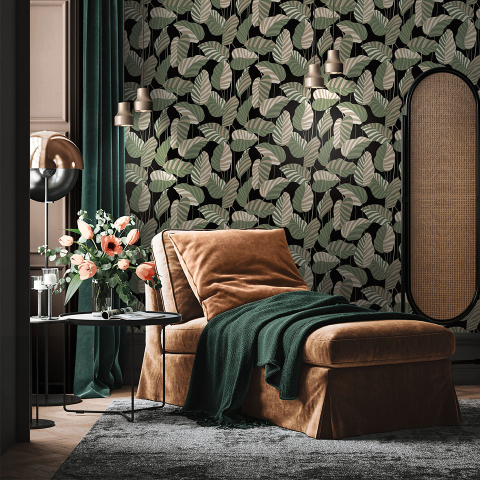 Grønn blomster tapet