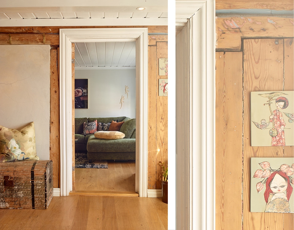 Farger tømmerhus stue