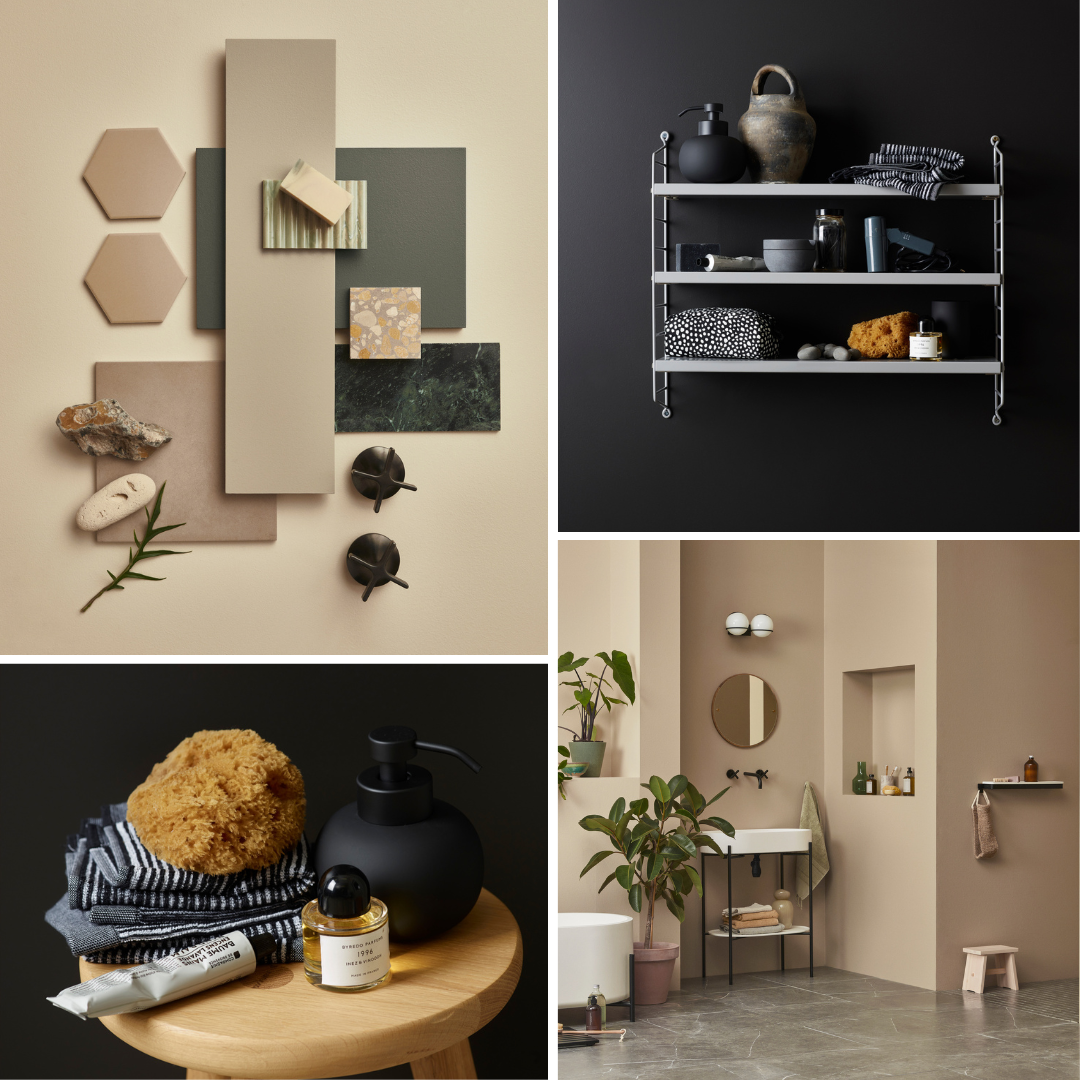 Svarte detaljer på badet