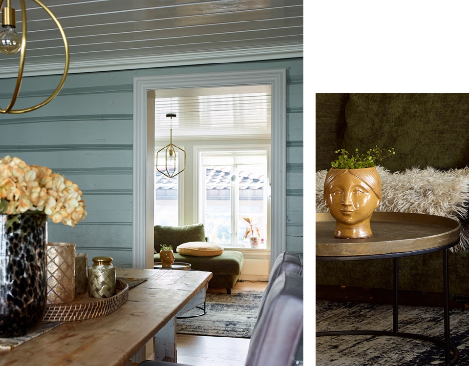 Farger spisestue tømmervegg