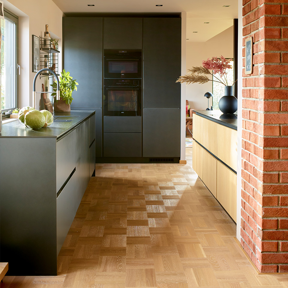 Retro kjøkkengulv parkett