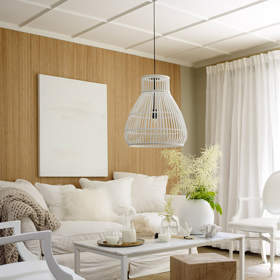 Bambus spiler stue hvit