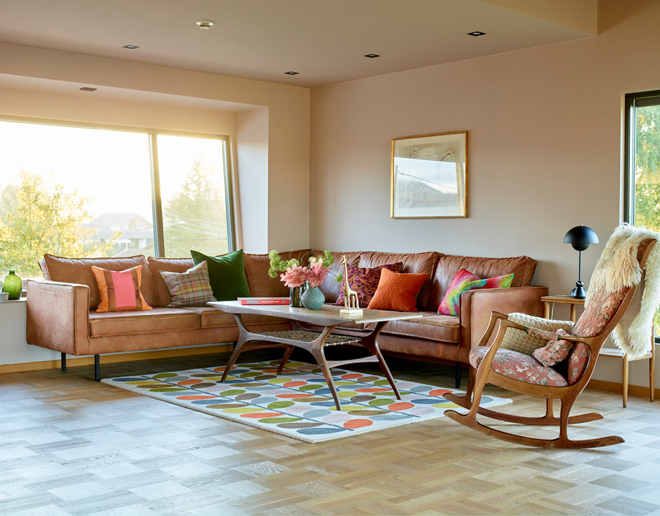 Stue ruteparkett fargerike