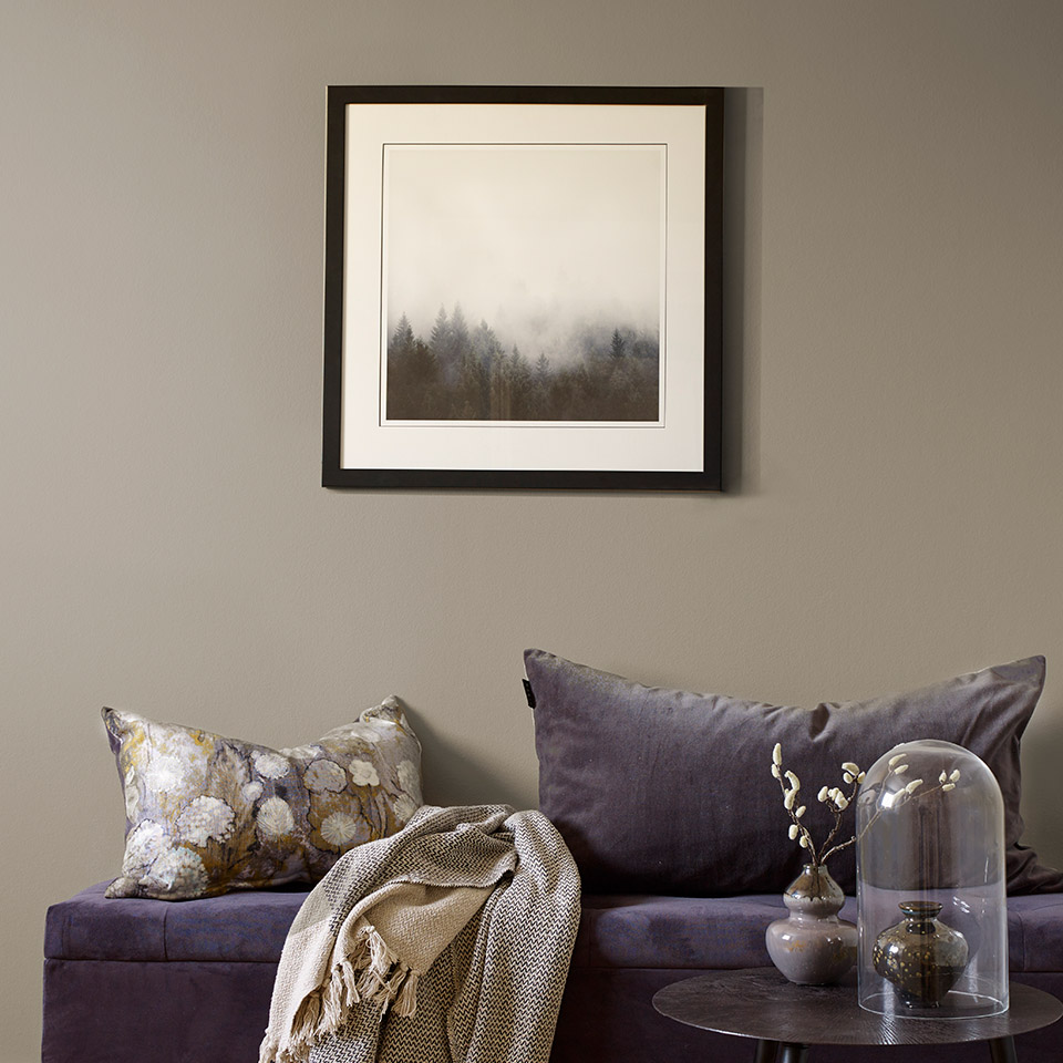 Brent leire vegg stue