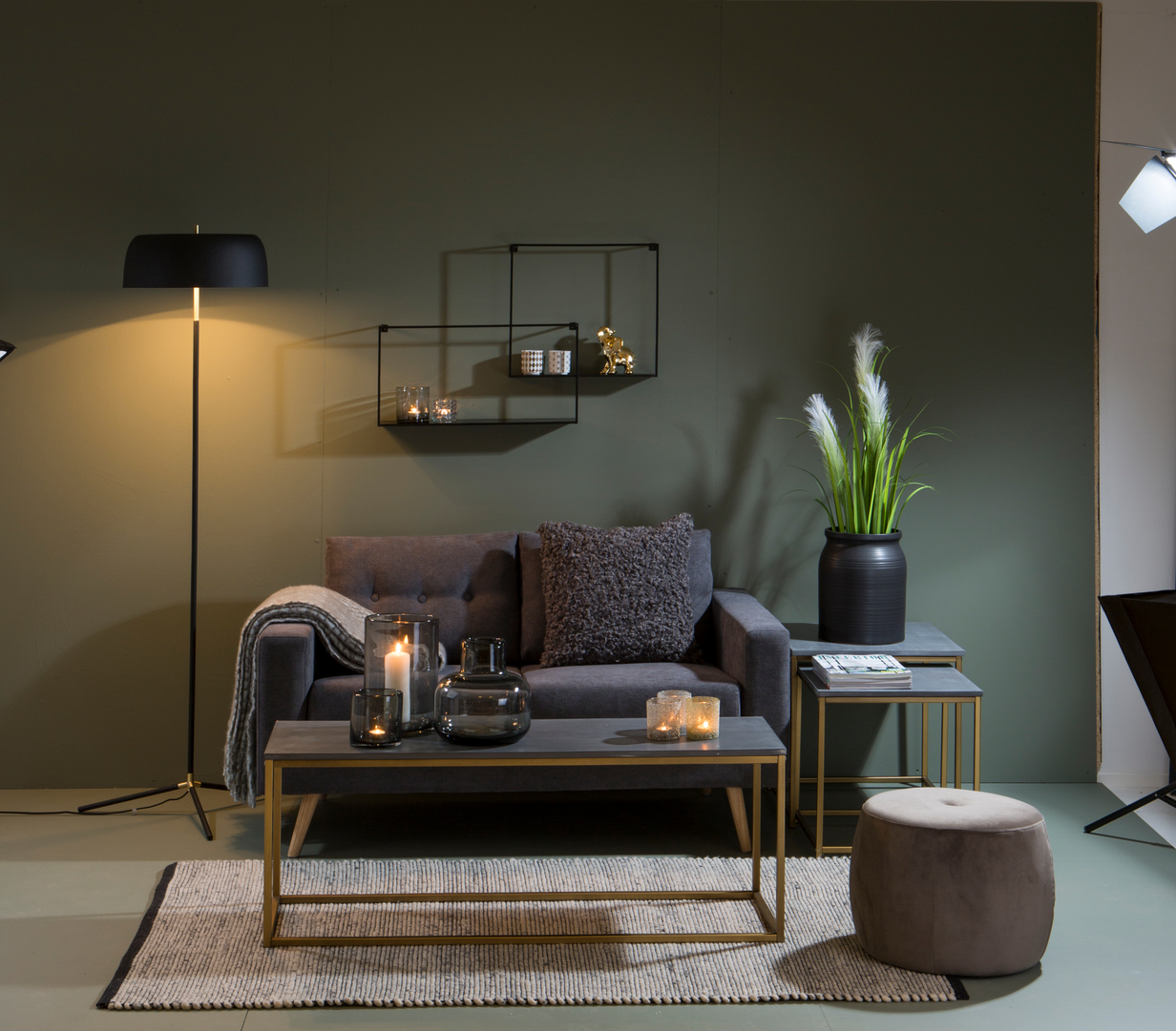 Festival Puff Velvet Grå - 47 cm