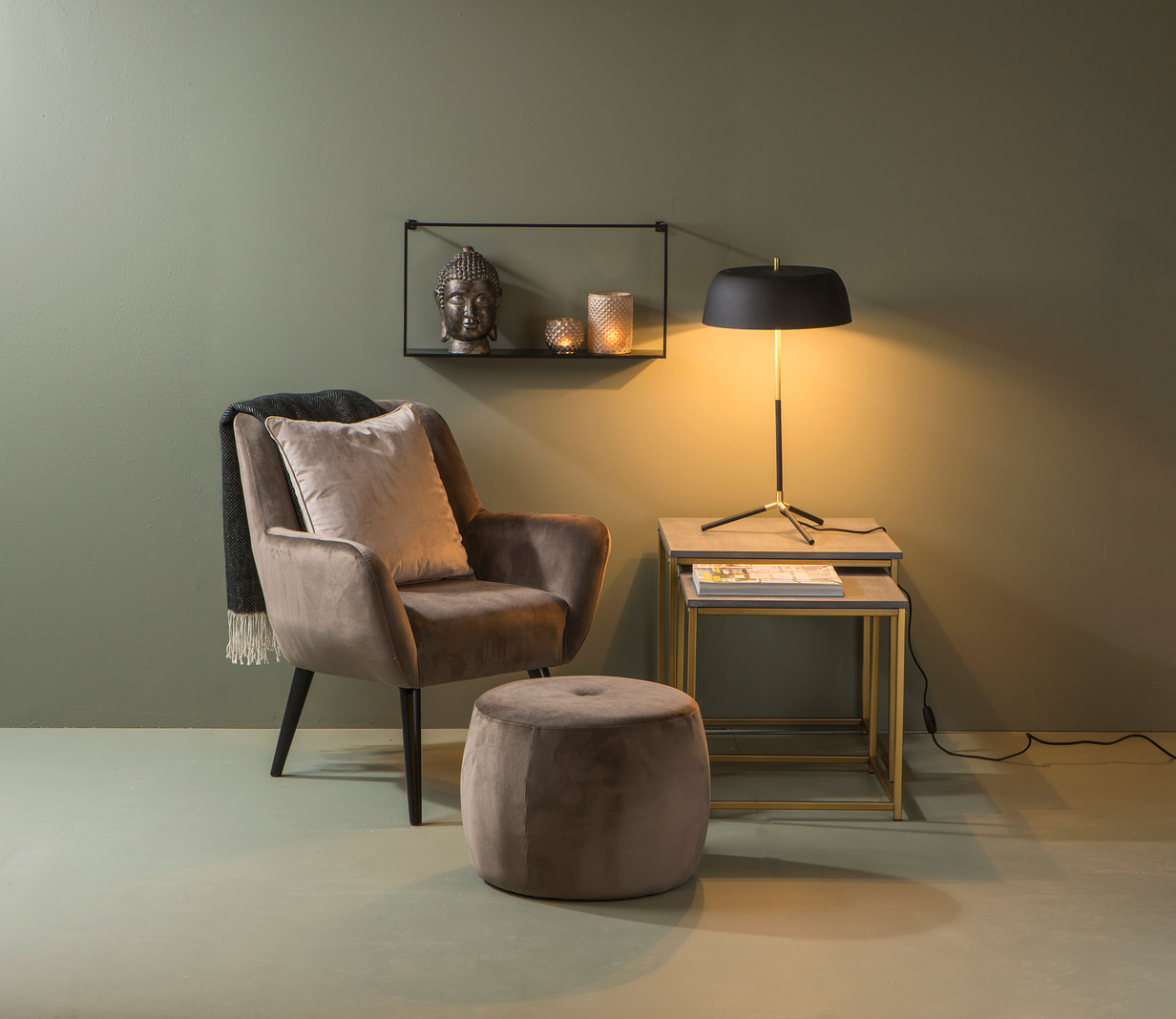 Festival Puff Velvet Grå - 47 cm