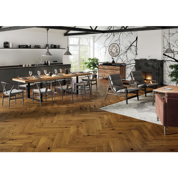 Saga Herringbone Cognac Parkett