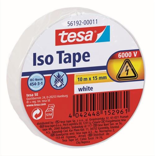Tesa Elektrotape Hvit 15 mm x 10 m