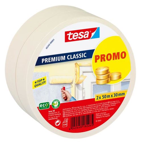 Tesa Maskeringstape Classic 2 Pakk 30 mm x 50 m