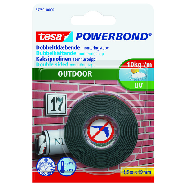 Tesa Dobbelsidigtape Utvendig Transparent 19 mm x 1,5 m