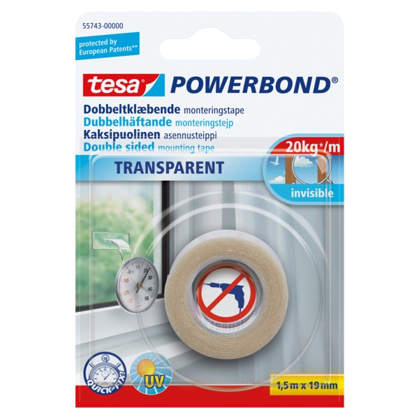 Tesa Dobbelsidigtape Klar 19 mm x 1,5 m