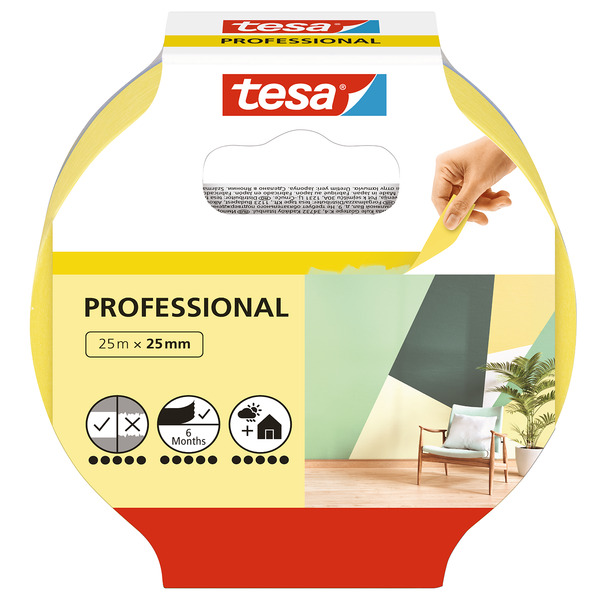 Tesa Malertape Innvendig - Gul 25 mm x 25 m