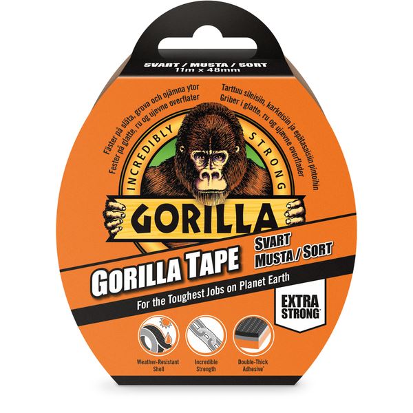 Gorilla Tape Lerret - Svart 11m x 48 mm