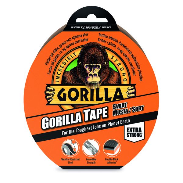 Gorilla Tape Lerret - Svart 32 m x 48 mm