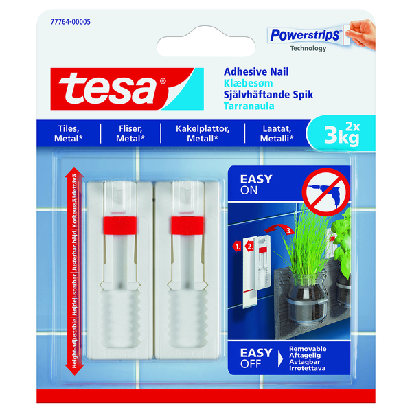 Tesa Limspiker Til Fliser Justerbar 2 stk - 3 kg