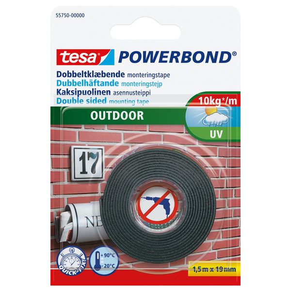 Tesa Dobbelsidigtape Utvendig Transparent 19 mm x 1,5 m