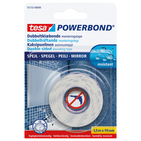 Tesa Dobbelsidigtape Innvendig 19 mm x 1,5 m