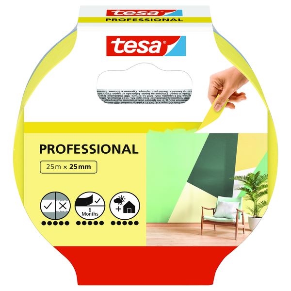 Tesa Malertape Innvendig - Gul 25 mm x 25 m