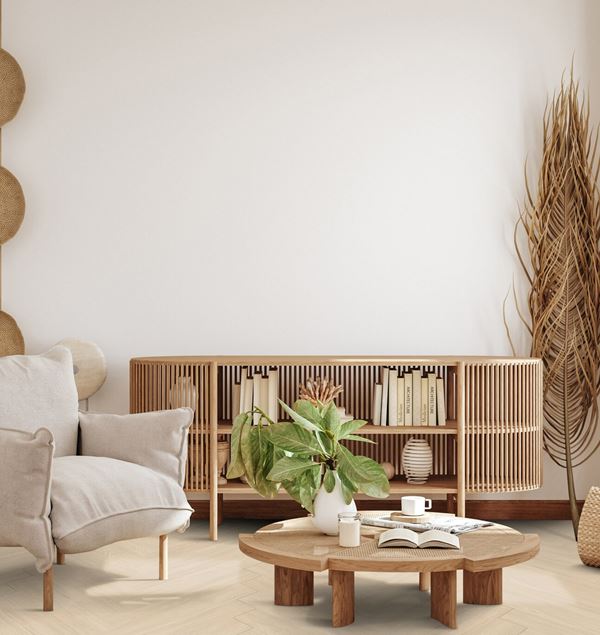 Gerflor Virtuo 55 Rigid Acoustic Blomma Cream Herringbone Klikkvinyl