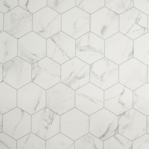 Våtrom Aquarelle - Marble Bianco Hexagon White