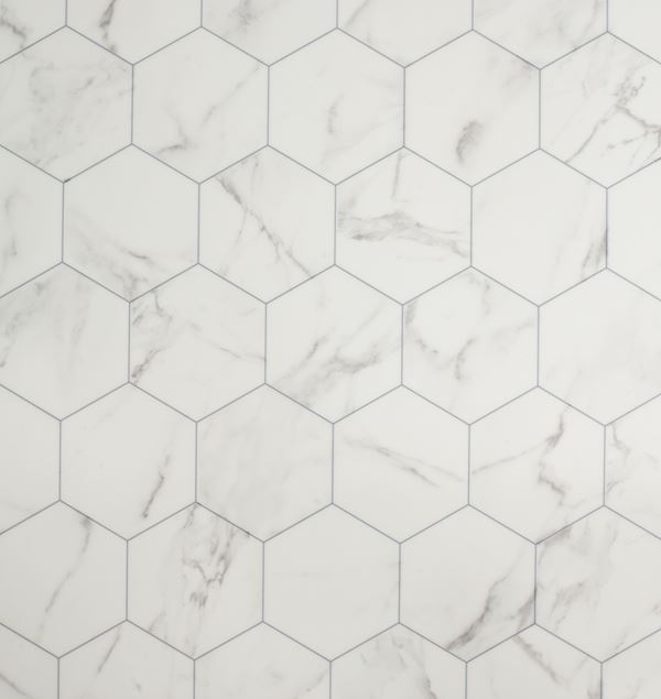 Våtrom Aquarelle - Marble Bianco Hexagon White - 3 m