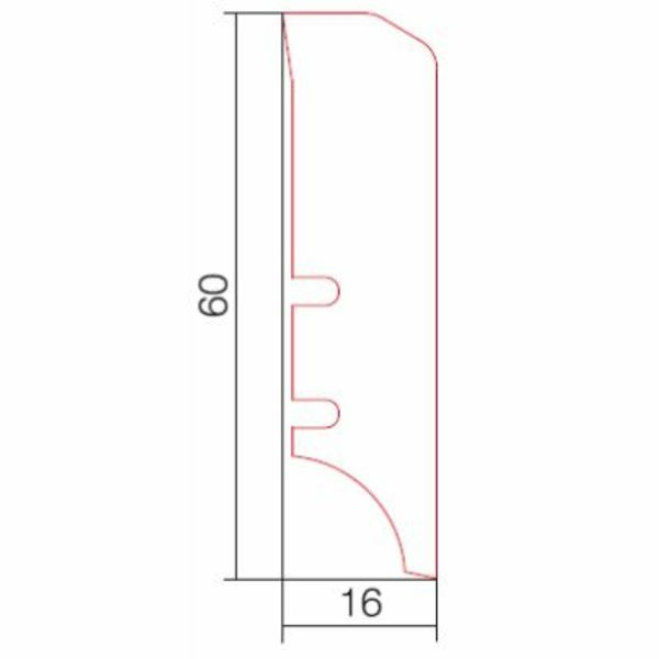 Saga Fotlist Glatt Eik 16x60x220mm