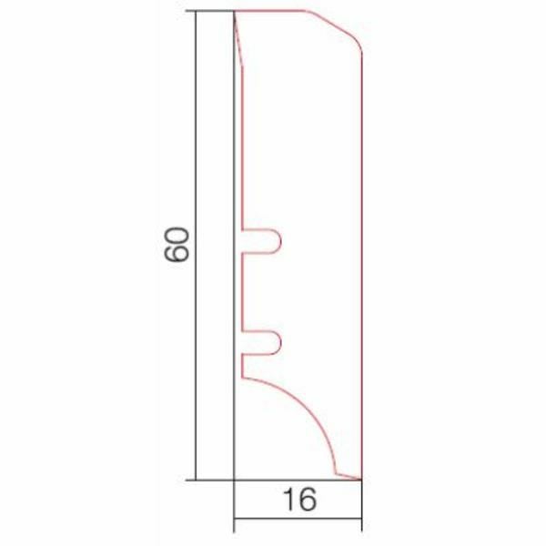 Saga Fotlist Glatt Eik 16x60x220mm