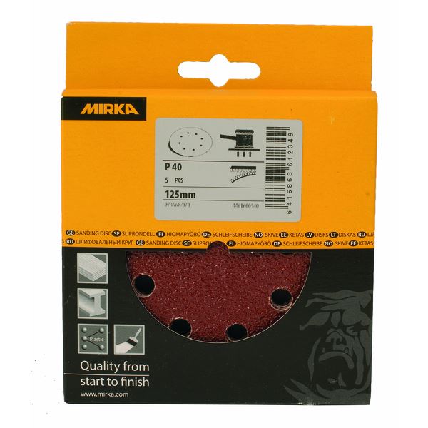 Mirka Slipeskive med Borrelås Ø 125 mm K40