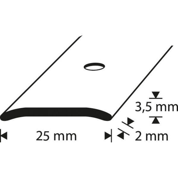 D-profile Overgangslist 25mm Gull 1m
