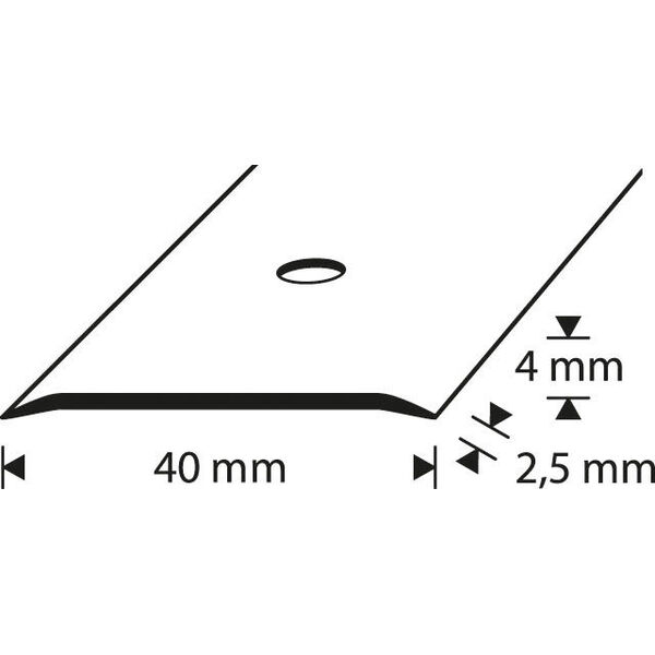 D-profile Overgangslist 40mm Sølv Anodiser 1m
