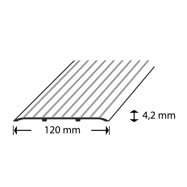D-profile Skjøtelist 120mm Sølv Uboret 2m