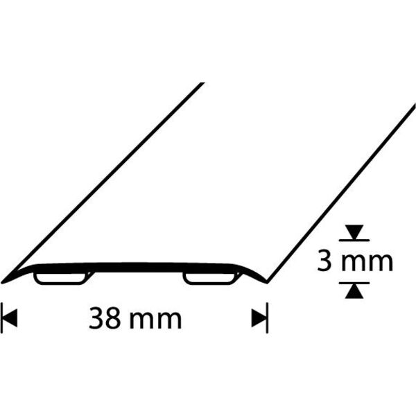 D-profile Overgangslist 38mm Selvklebende Eik 1m