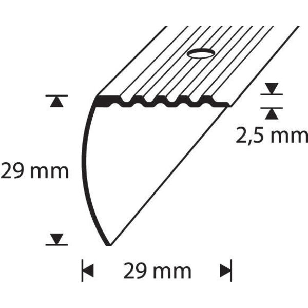 D-profile Trappenese 29X29mm Sølv 2m