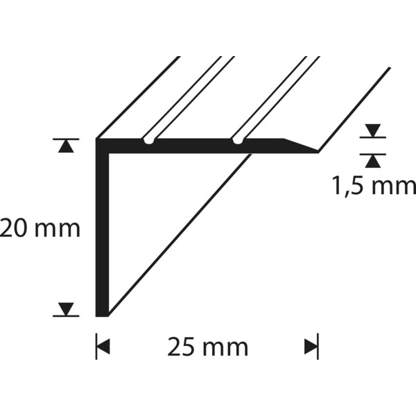 D-profile Trappenese 25X20mm Light Oak Selvklebende 1m