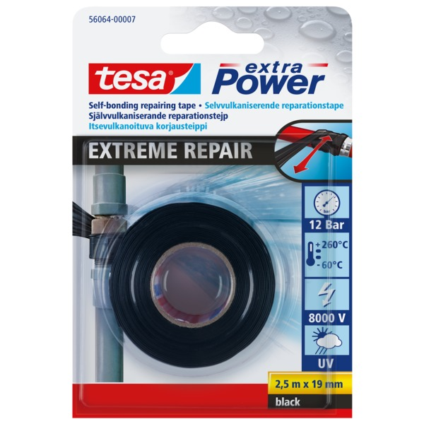 Tesa Silikontape Sort 19 mm x 2,5 m